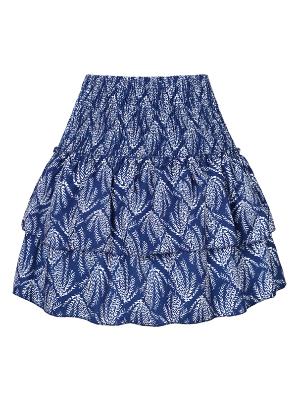 Women's skirt pleated skirt ruffled printed skirt fashionable floral short skirt