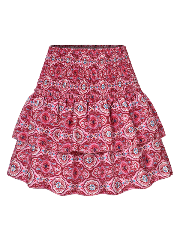 Women's skirt pleated skirt ruffled printed skirt fashionable floral short skirt