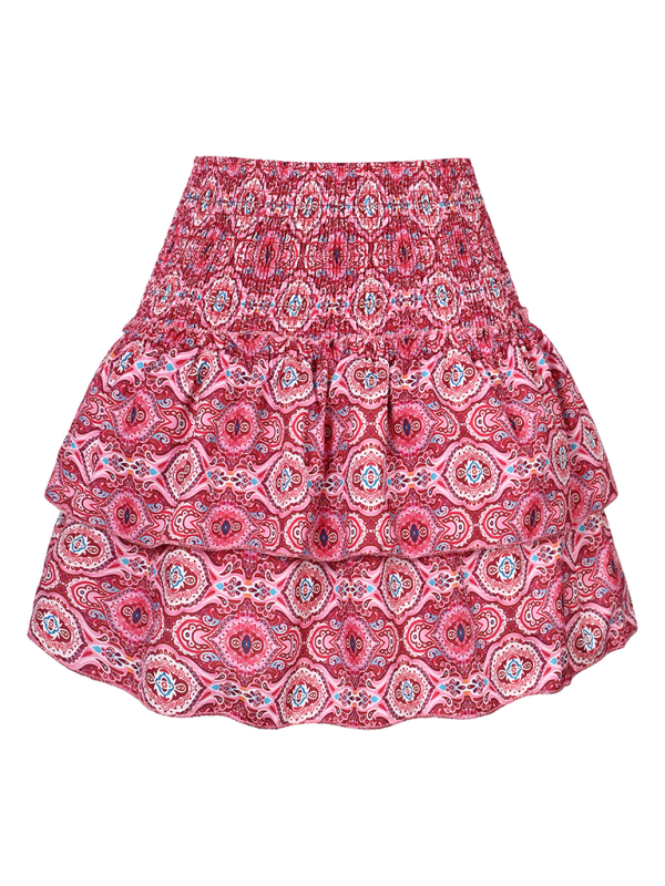 Women's skirt pleated skirt ruffled printed skirt fashionable floral short skirt