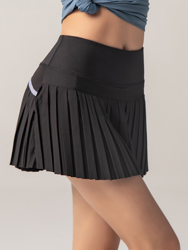 Anti-exposure outdoor quick-drying pocket culottes sports shorts tennis pleated skirt