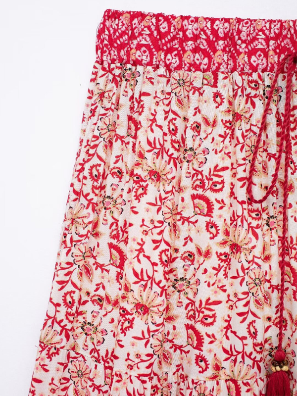 New women's casual holiday flower print skirt