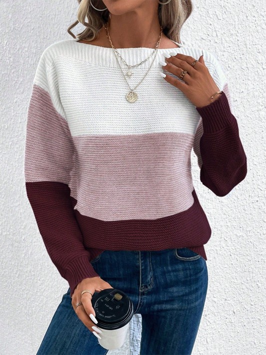 Loose crew neck sweater Lotus root Pink