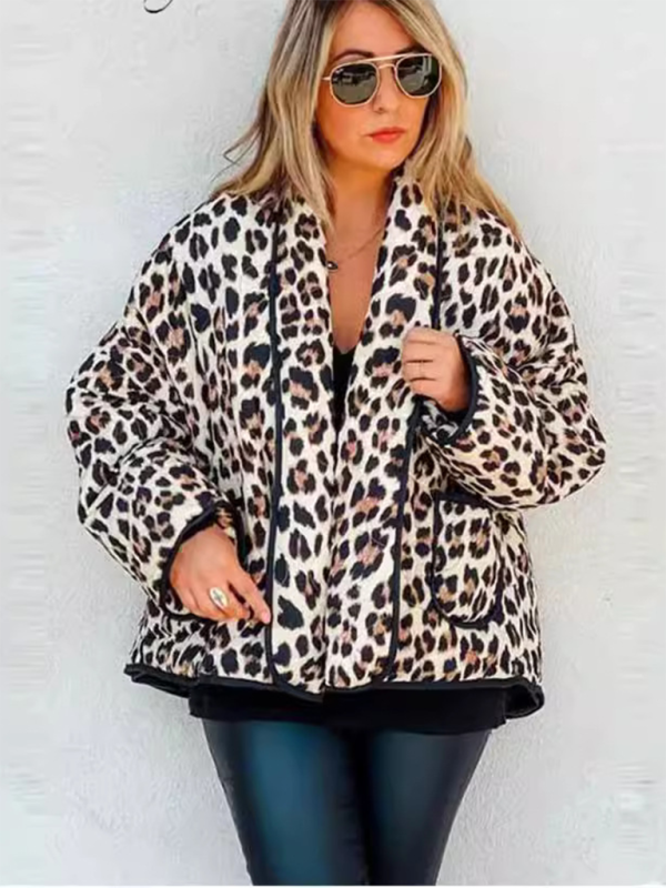 Leopard print cotton jacket Black