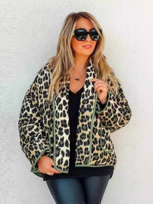 Leopard print cotton jacket Green