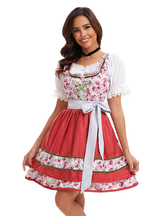 Oktoberfest Bavarian Maid Costume Red