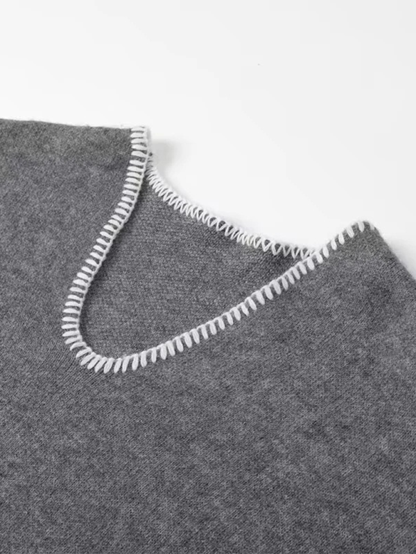 Double Pocket Knit V-Neck Sweater