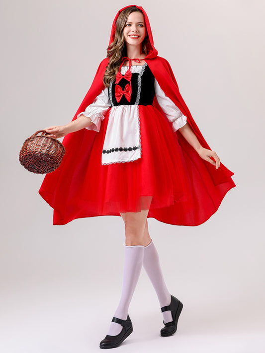 Halloween role-playing fairy tale COS Little Red Riding Hood and the Wolf drama costume performance clothing Red