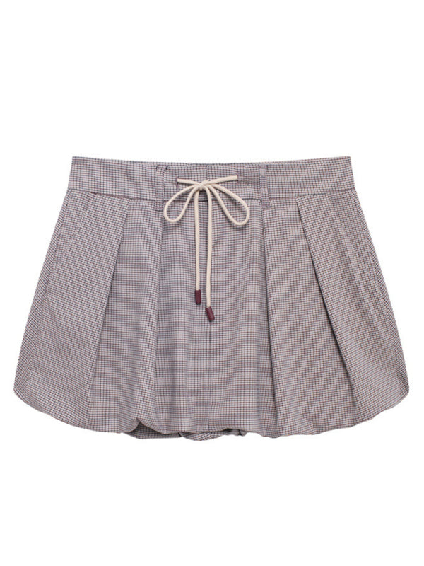 New Fashion Temperament Spice Girl Lacing Lantern Mini Skirt Misty grey