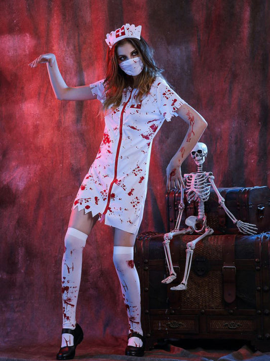 Adult Women's Bloody Nurse Halloween Costume White