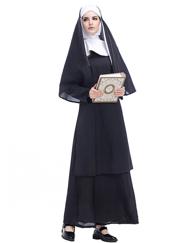 Women's Halloween Gothic Nun Costume Black