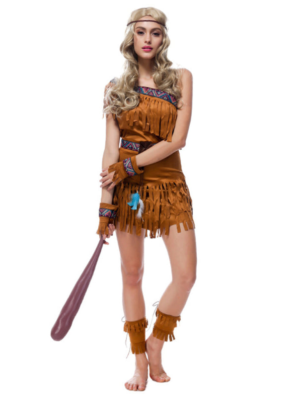 Halloween Indian Native Forest Hunter Costume Khaki