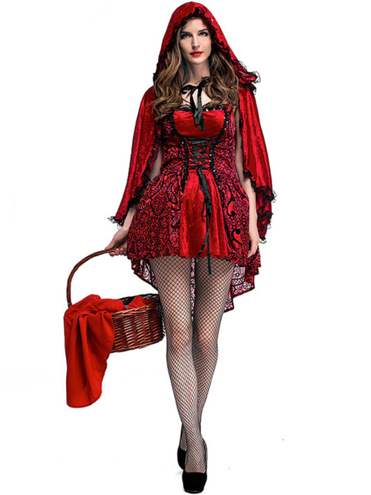 Halloween Gothic Little Red Riding Hood Cosplay Costume Red