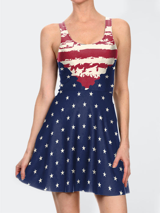 Women's Independence Day Flag Print Dress Pattern