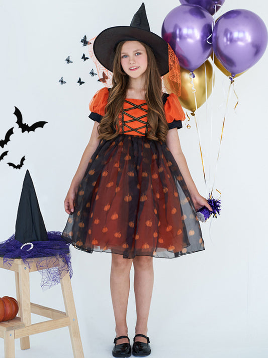 Halloween Witch Costume Dress Orange