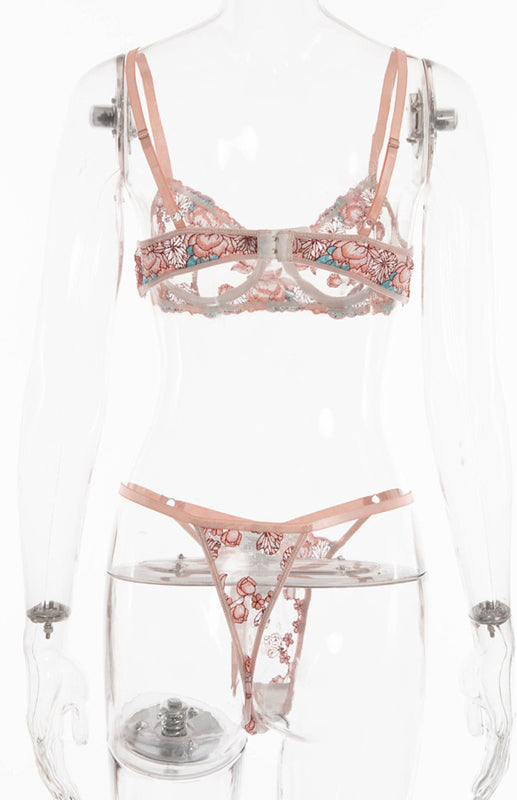 Women's Floral Embroidered Lingerie Set