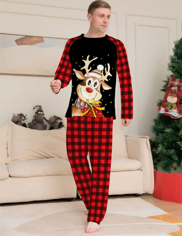 Holiday Reindeer Holiday Fitted Two Piece Pajamas Red Christmas Print 2