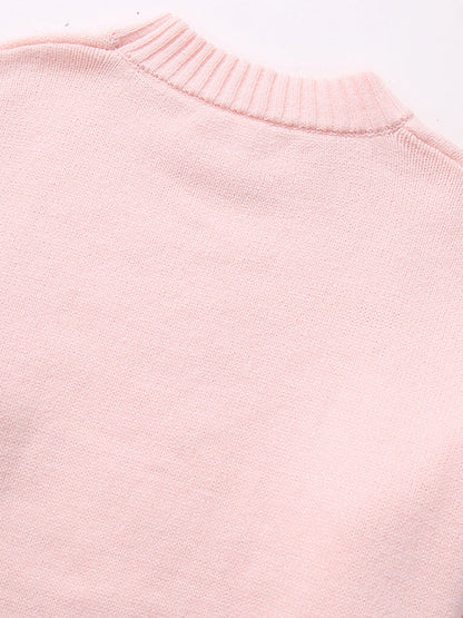 women's casual loose pullover sweater Pink