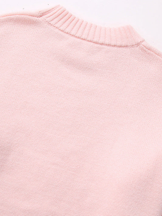 women's casual loose pullover sweater Pink