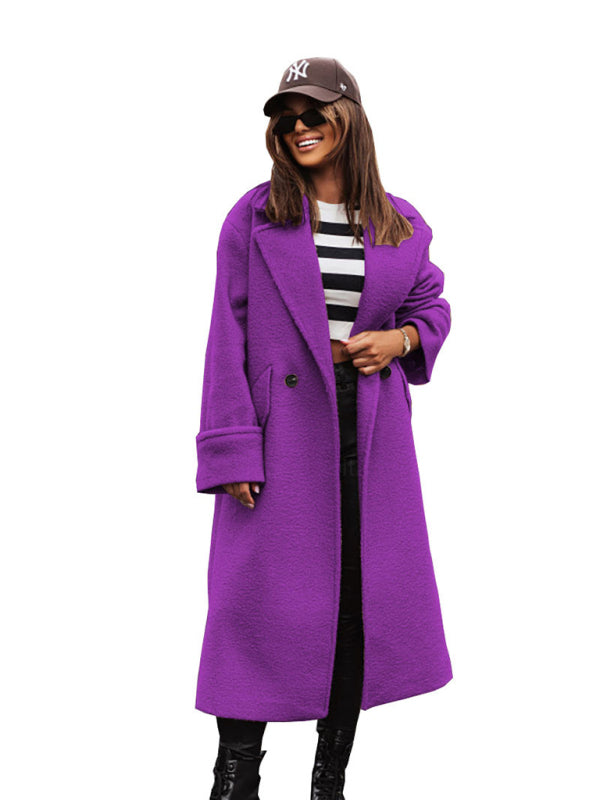 women's oversize loose suit collar woolen coat coat