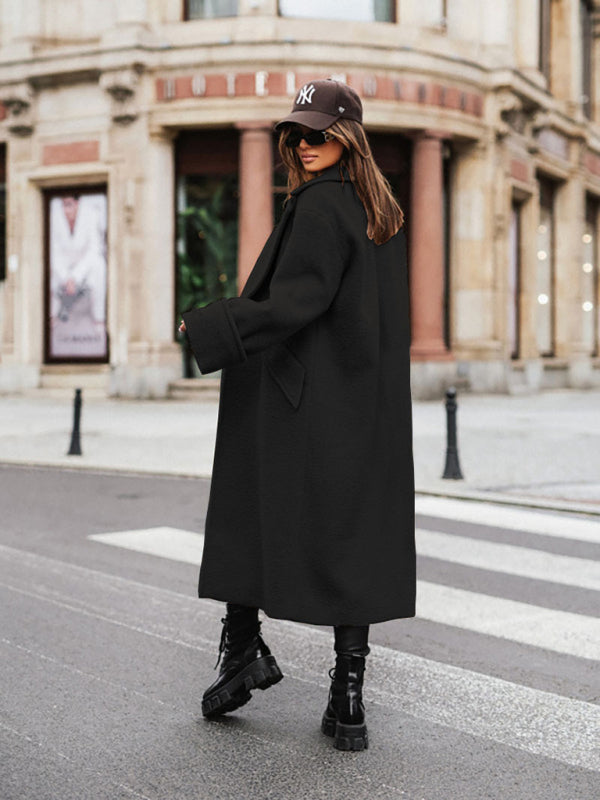 women's oversize loose suit collar woolen coat coat