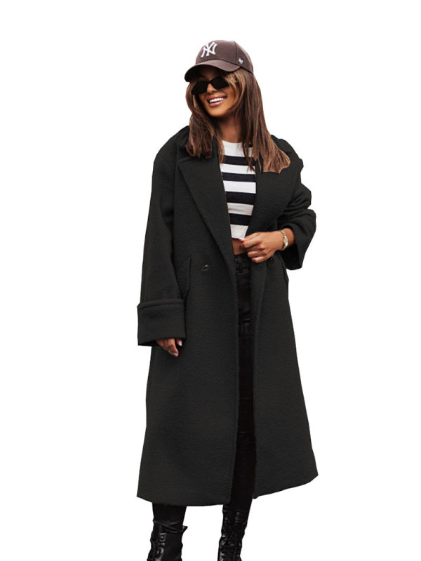 women's oversize loose suit collar woolen coat coat