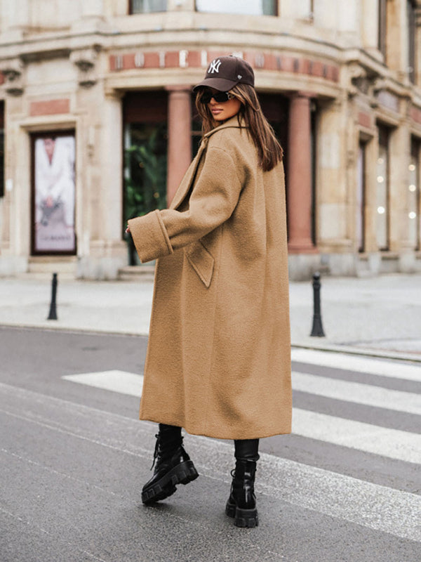 women's oversize loose suit collar woolen coat coat