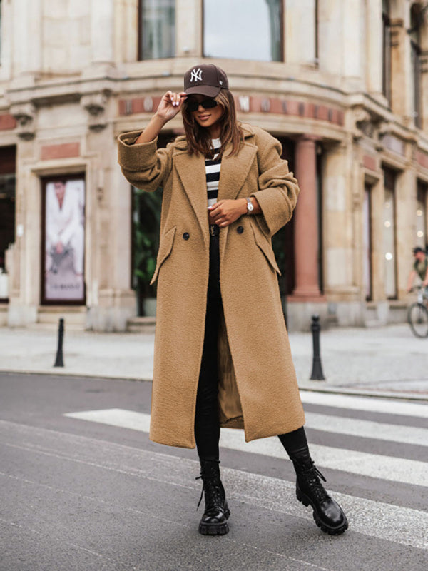 women's oversize loose suit collar woolen coat coat