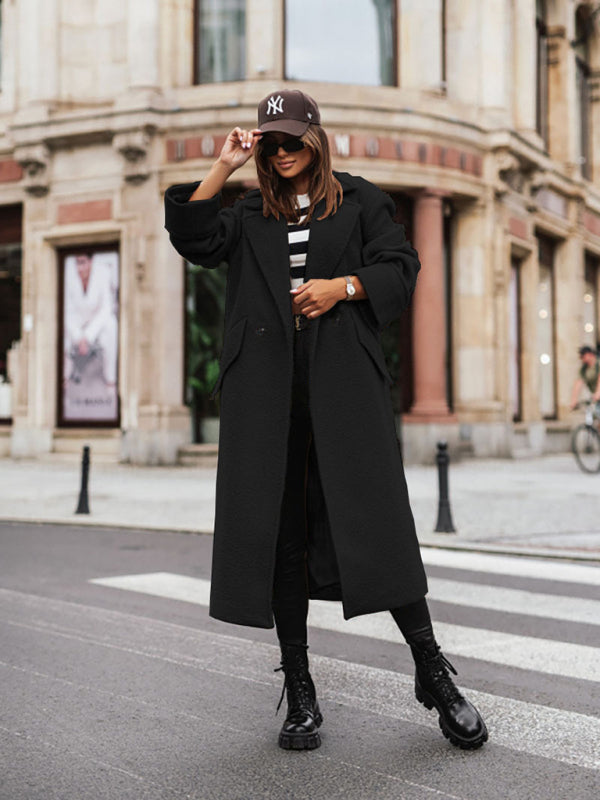 women's oversize loose suit collar woolen coat coat