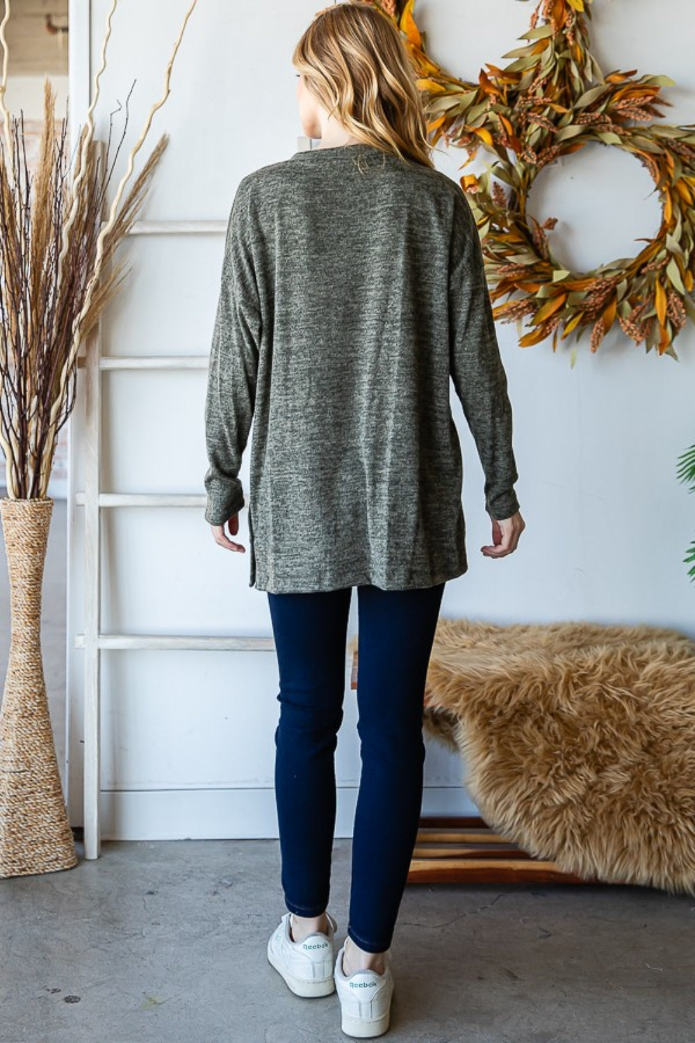Long Sleeve T-Shirt with Buttons on Sides