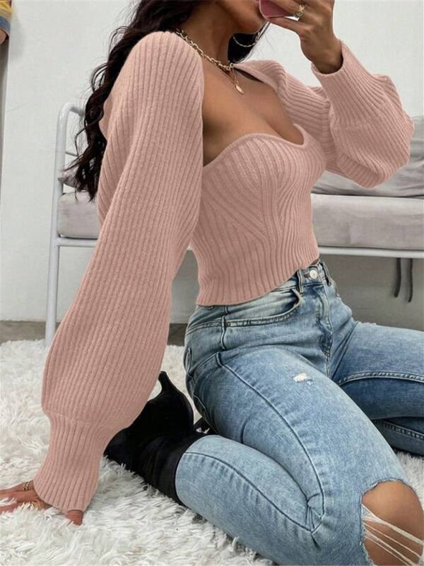 Fashionable shawl tube top knitted sweater two-piece set