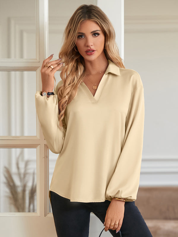 Knotted V-Neck Blouse, Spring & Summer Style Cracker khaki