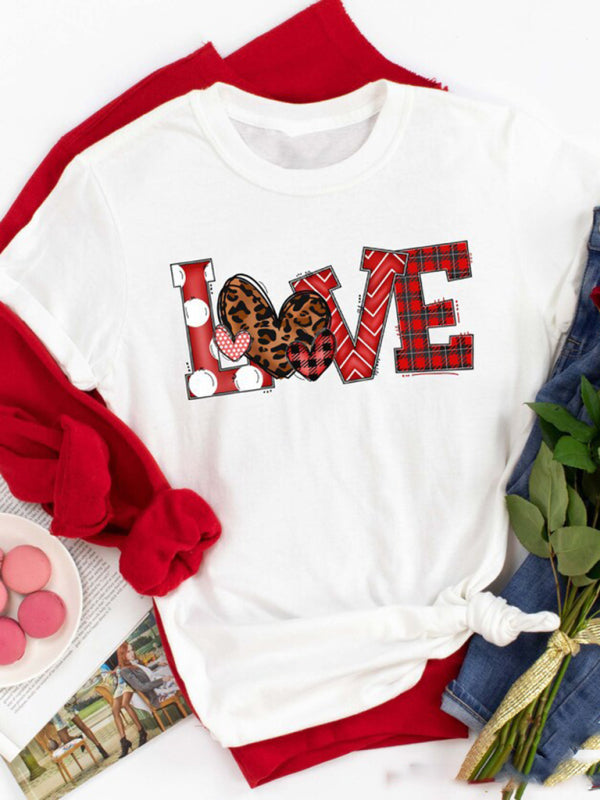 Love print love cotton slim round neck short-sleeved T-shirt Printing 3