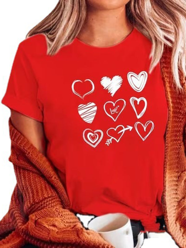Love print love cotton slim round neck short-sleeved T-shirt Printing 5