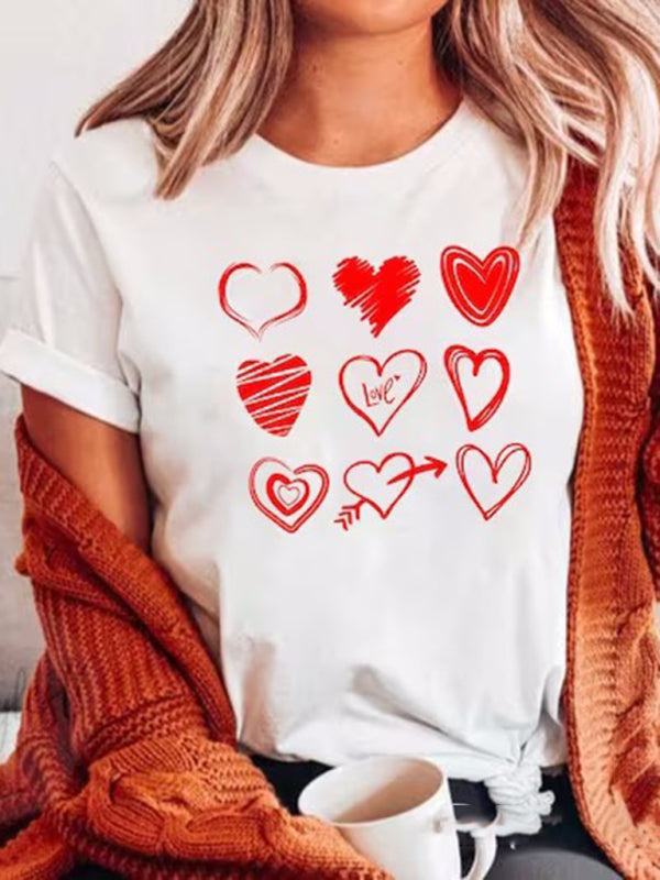 Love print love cotton slim round neck short-sleeved T-shirt Printing 4