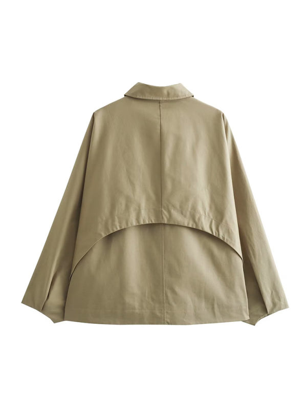 New women's autumn and winter new loose bat sleeve cape style windbreaker short jacket