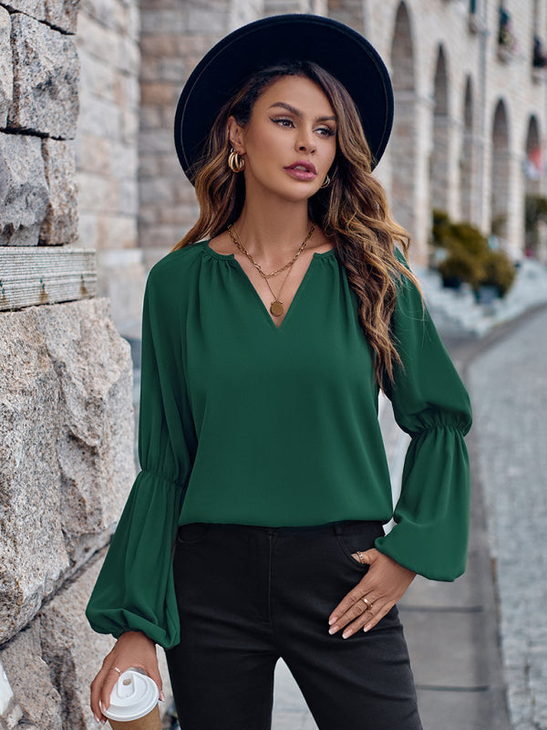 St. Patricks Day - Relaxed V-Neck Top for Fall & Winter Green