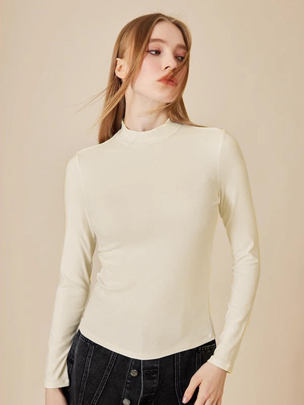 Women's turtleneck slim long sleeve modal knit top