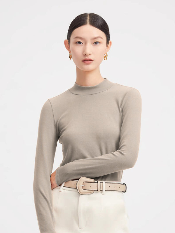 Women's turtleneck slim long sleeve modal knit top