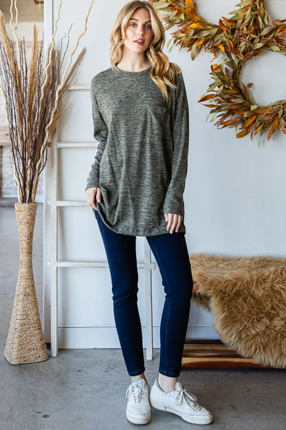 Long Sleeve T-Shirt with Buttons on Sides