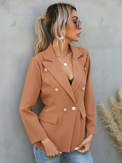 Women's lapel button long-sleeved small suit jacket