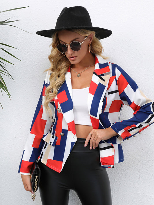 Women's casual fashion print small blazer Pattern
