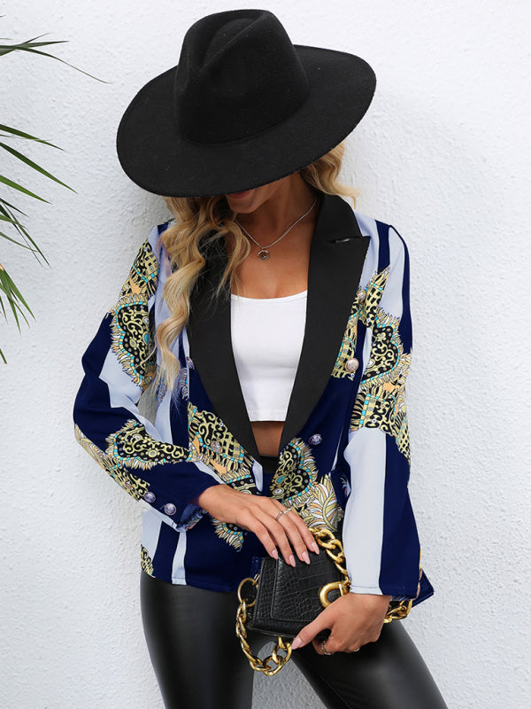 Women's casual fashion print small blazer