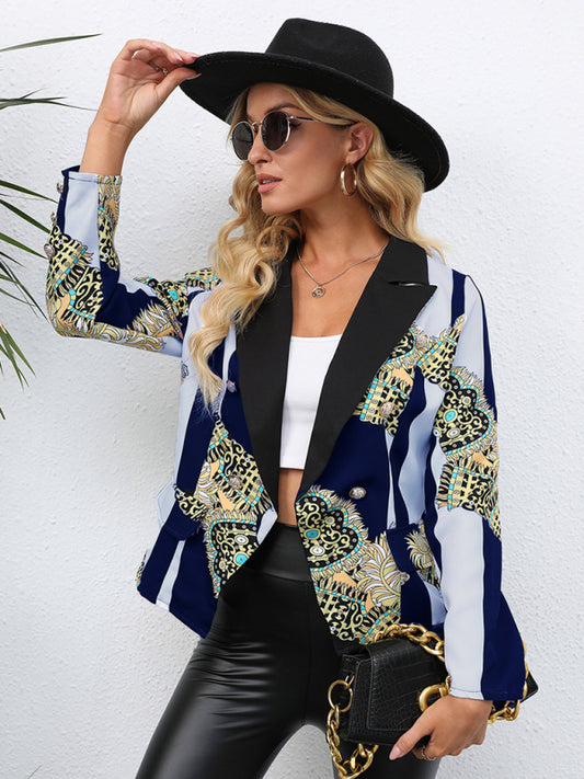 Women's casual fashion print small blazer Pattern