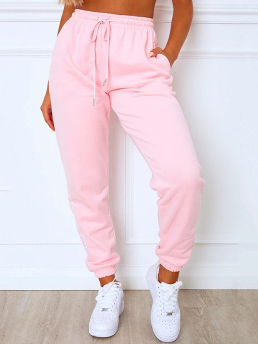 Women's casual fleece leggings sweatpants Pink