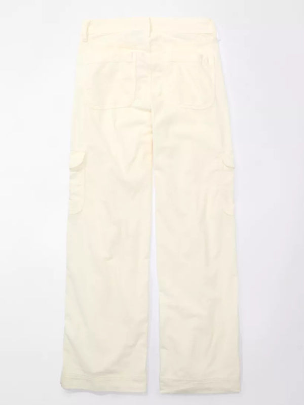 Women's solid color corduroy loose straight trousers