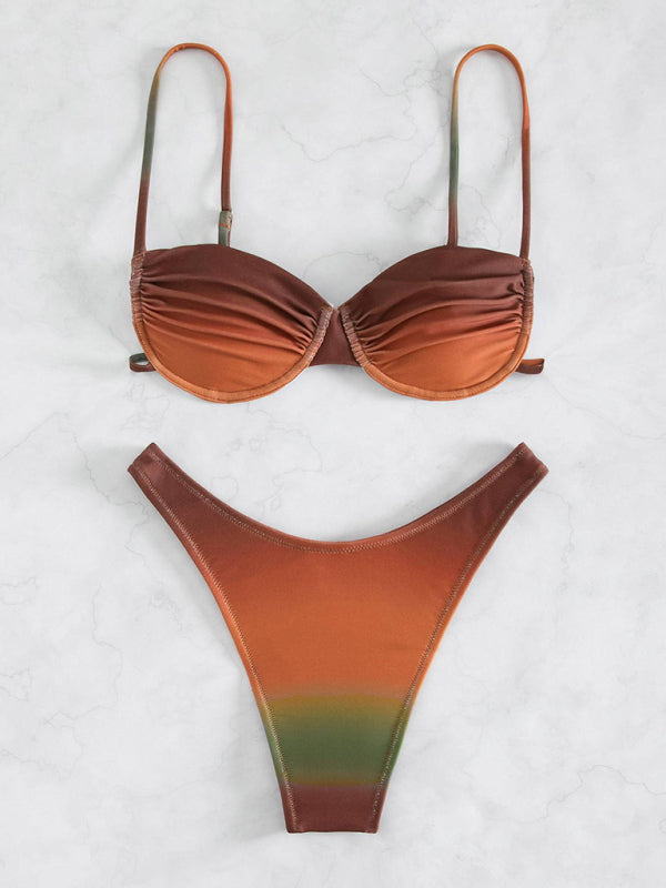 New bikini tight underwire gradient split bikini swimsuit