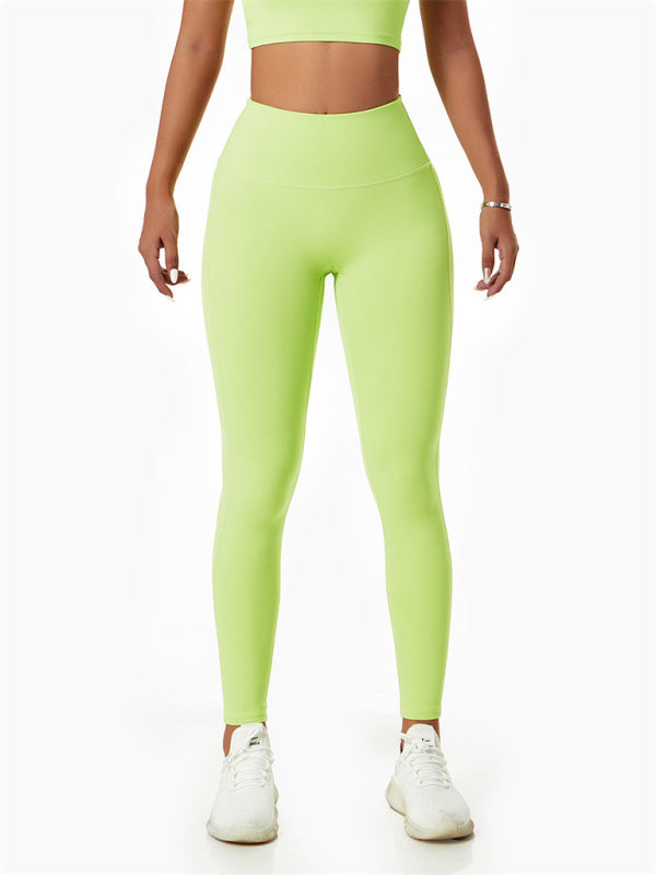 Women's quick-drying high-waisted hip-lifting nude leggings Green