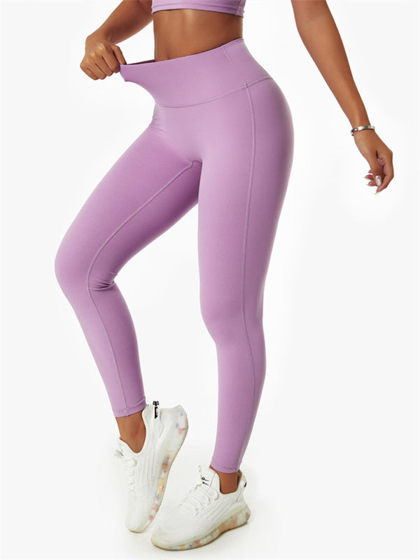 Women's quick-drying high-waisted hip-lifting nude leggings Purple