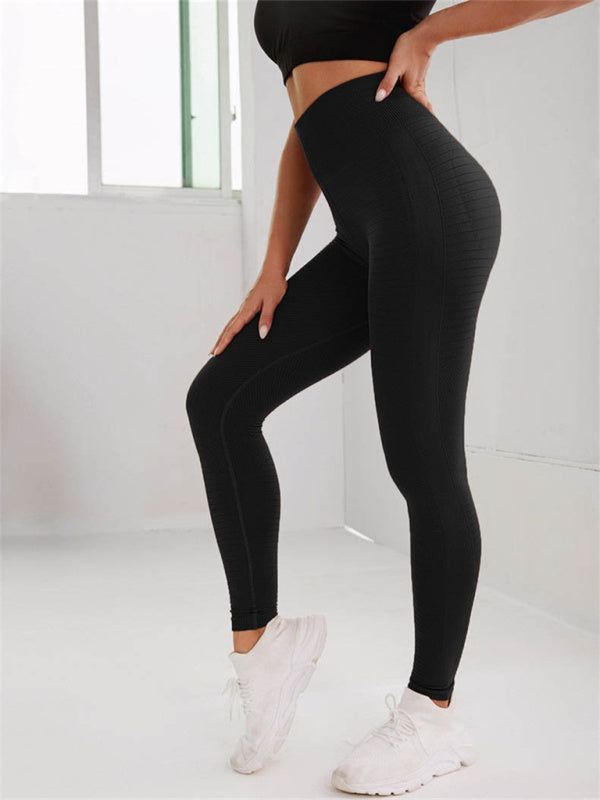 Women's Solid Color High Waist Training Sport Yoga Fitness Pants Black