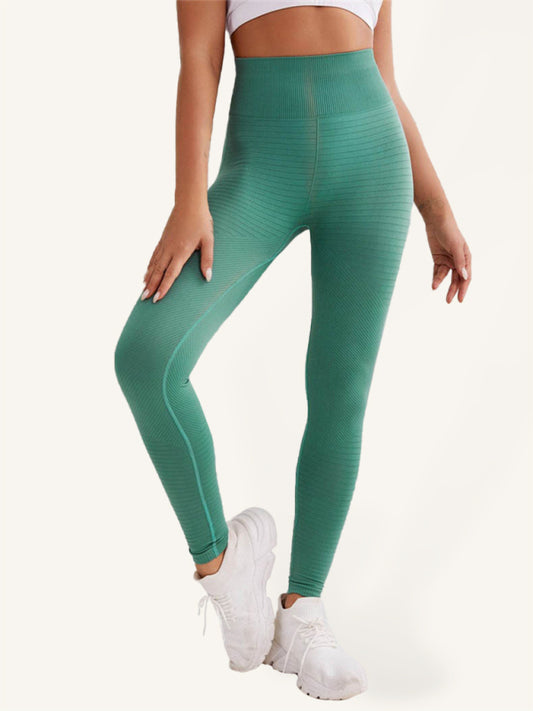 Women's Solid Color High Waist Training Sport Yoga Fitness Pants Sea Green